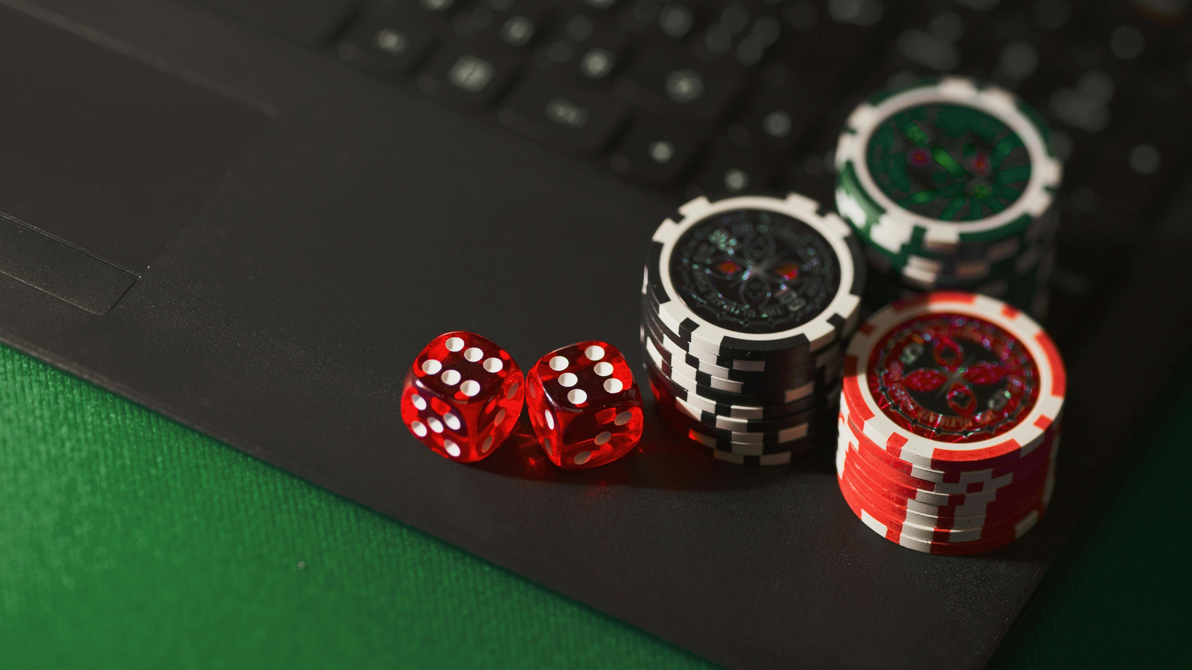 Blackjack table with dealer and player cards visible